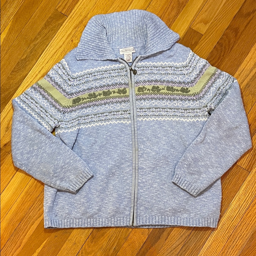 NORTHERN REFLECTIONS Knit Zip Sweater Grandma Cottagecore Coastal Cozy Casual